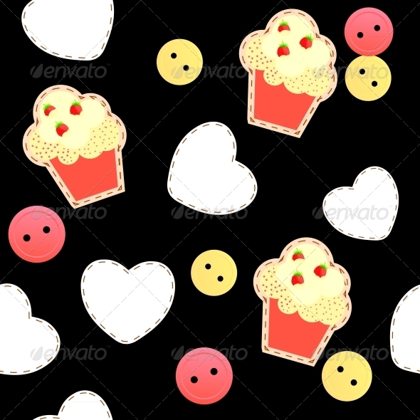 Seamless Pattern with Cupcakes - Miscellaneous Vectors