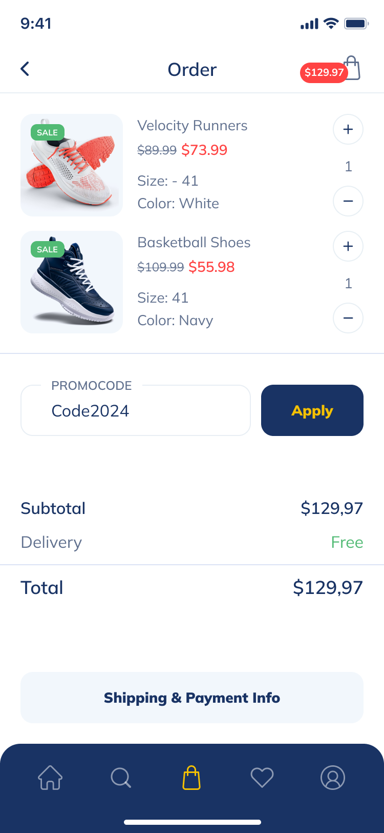 StepHub - Shoes Store Mobile App XD UI Template by George_Fx | ThemeForest