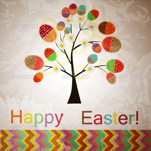 Vector Easter Tree with Eggs - Food Objects