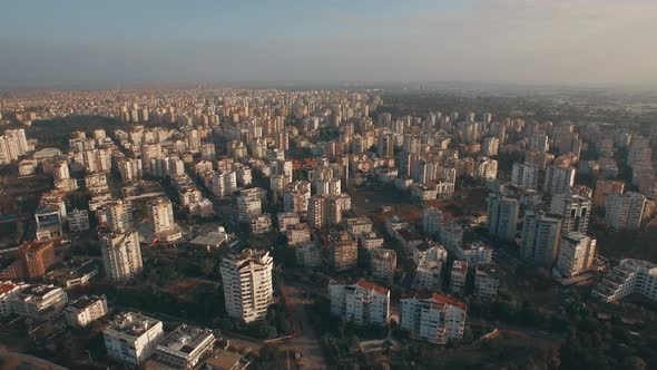 Flying Over Residential Areas Built-up with Houses in Antalya, Turkey alt