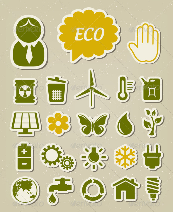 Ecology Icons Set - Industries Business