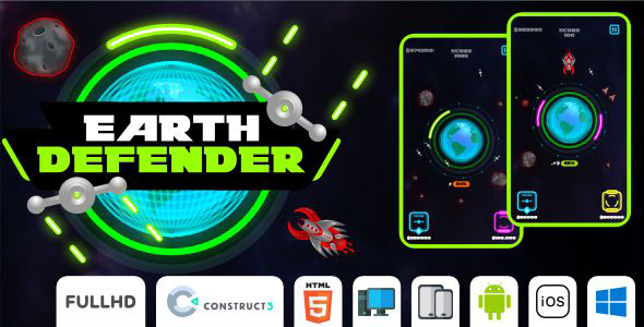 Earth Defender - HTML5 Game (Construct3)