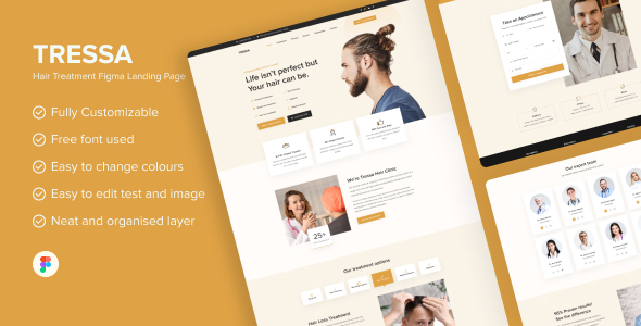 Tressa - Hair Treatment Figma Landing Page Template