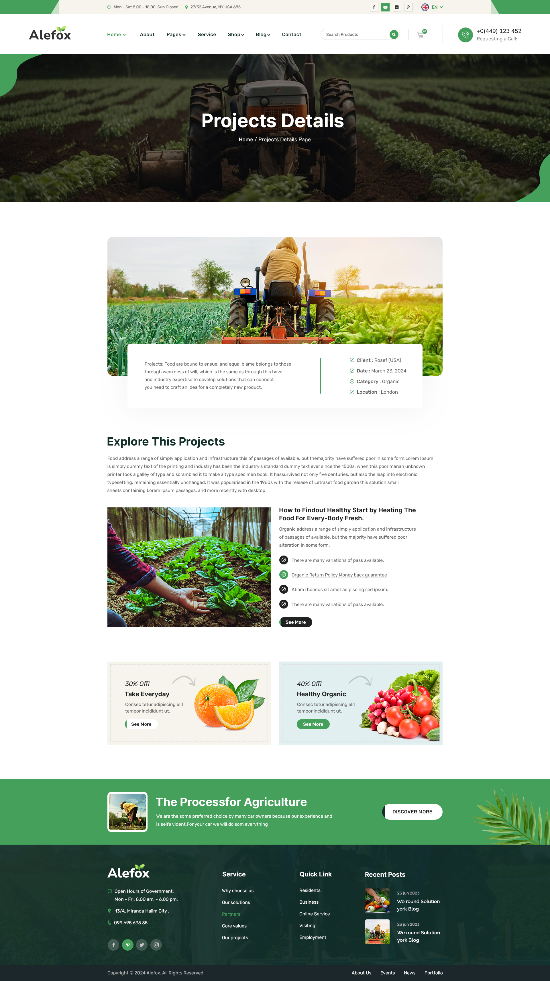 Alefox - Organic Food Farming & Agriculture Psd Template By Bracket-web