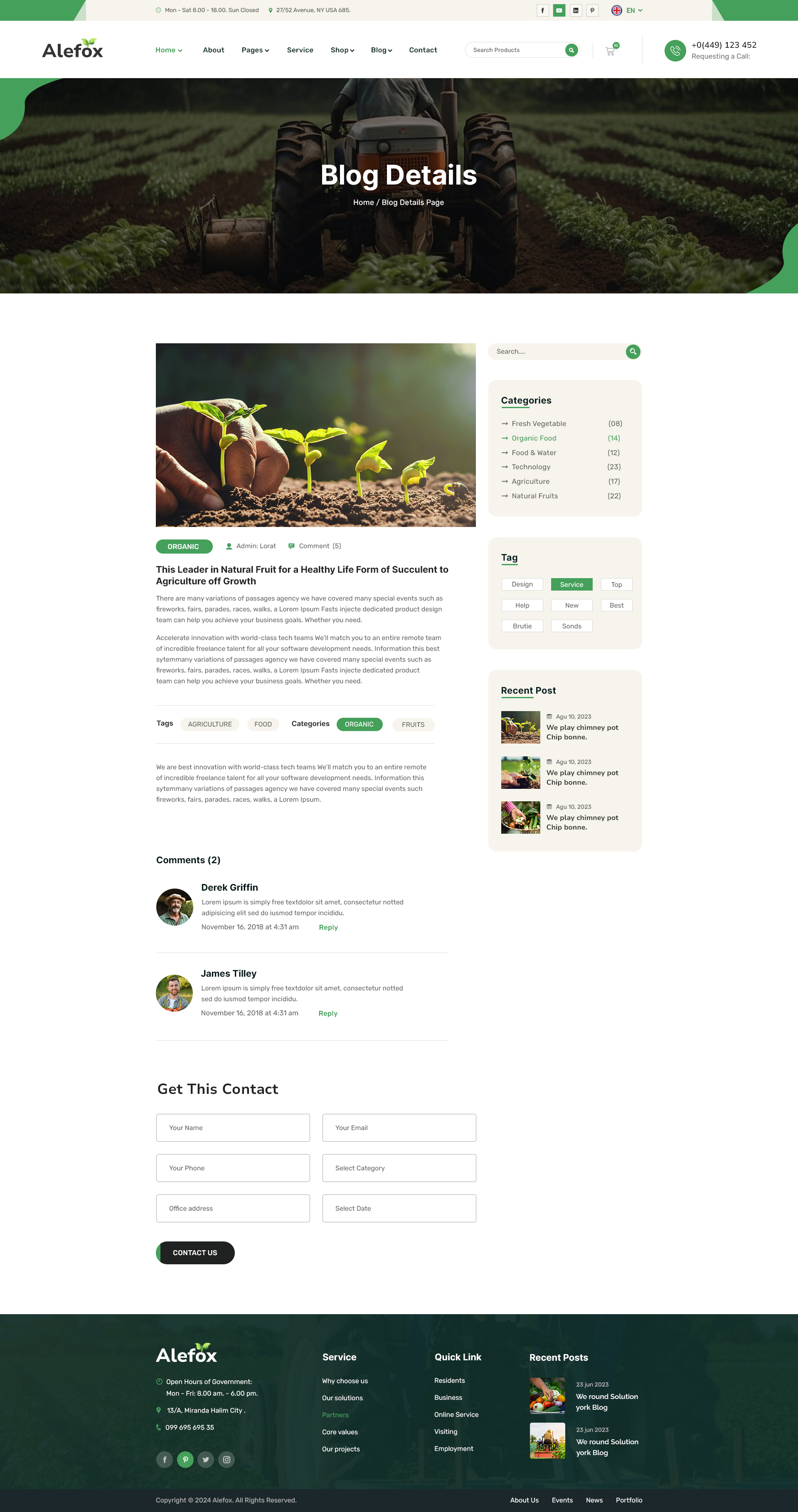 Alefox - Organic Food Farming & Agriculture PSD Template by bracket-web