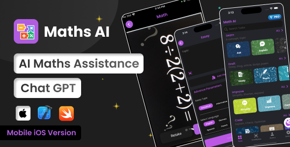 Math AI : ChatGPT | AI Maths Assistance | iOS Full Application | Swift | ADMOB | Subscription Plan