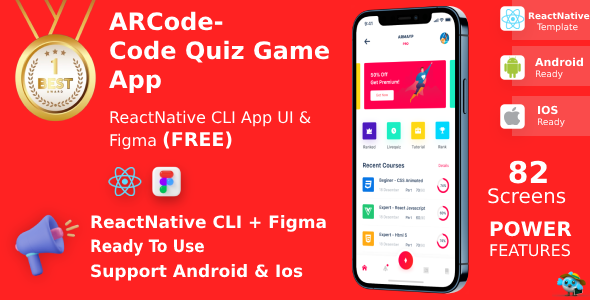 [DOWNLOAD]Arcode ANDROID + IOS + FIGMA | UI Kit | React Native | Programing Language Course & Quiz App