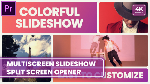 Multiscreen Gallery Slideshow | Split Screen Slideshow MOGRT for Premier Pro