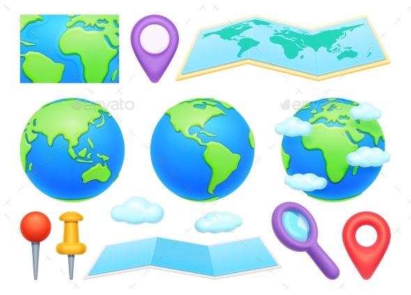 Map with Navigation Points Global Travel Items