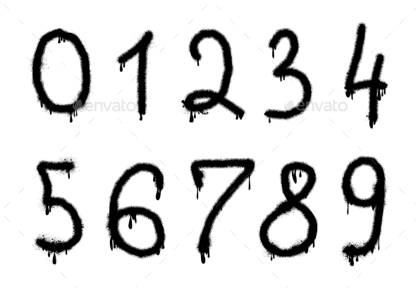 [DOWNLOAD]Graffiti Spray Numbers Realistic Typeface