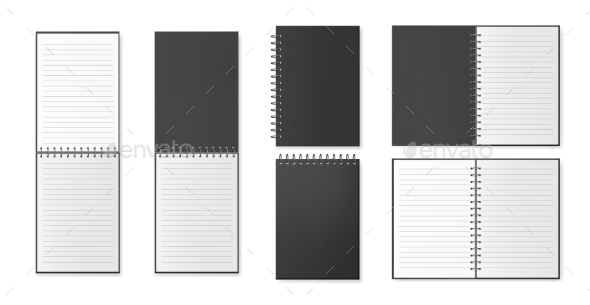Realistic Notebooks with Covers and Papers