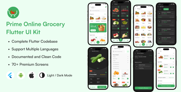 Prime Online Grocery Flutter App UI Kit
