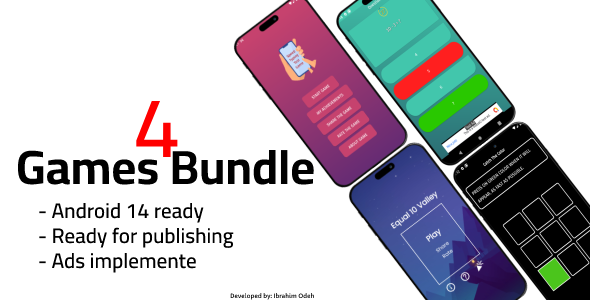 4 Games Bundle - Android Games for Reskin and Publishing