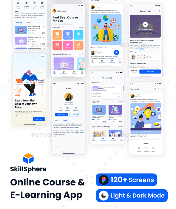 Skill Sphere - Online Course & E-Learning App UI Kit