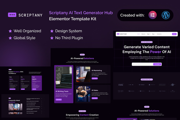 Scriptany - AI Text Generator Hub Elementor Pro Template Kit