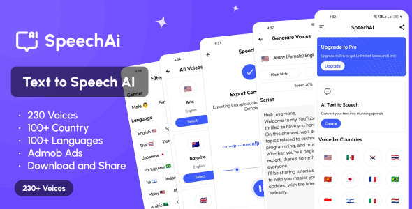 SpeechAI - Text to Speech App with Admob Ads and IAP