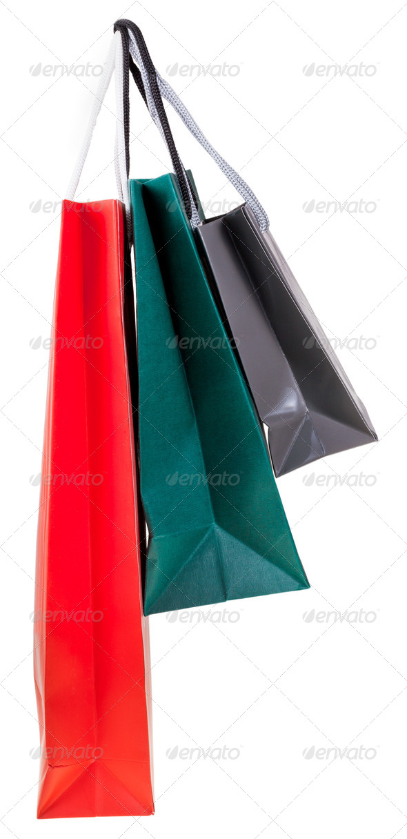 three paper shopping bags - Stock Photo - Images