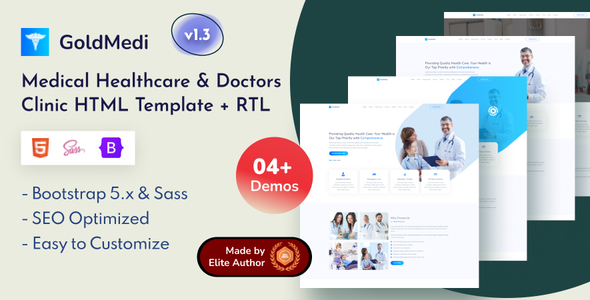 GoldMedi - Medical Healthcare & Doctors Clinic Bootstrap 5 Template