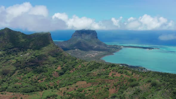 View From the Height of the Snowwhite Beach of Le Morne on the Island of Mauritius in the Indian alt