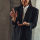 a woman in a suit is holding a cell phone in her hand - PhotoDune Item for Sale