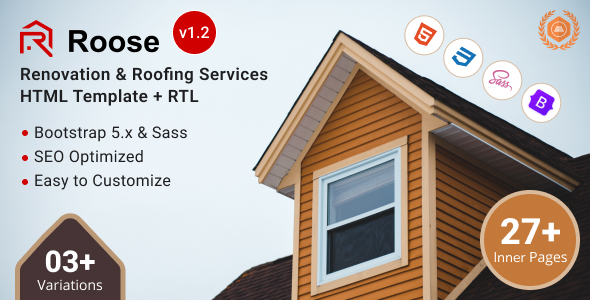 Roose - Renovation & Roofing Services Bootstrap 5 Template