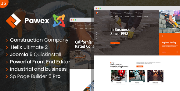 Pawex - Joomla 5 Paving Contractor And Construction Template