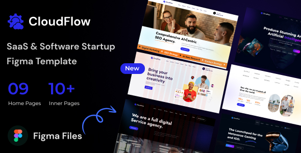 Cloudflow - SaaS & Software Startup Figma Template