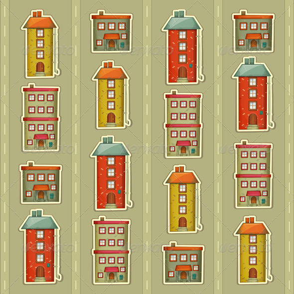 Town Background - Buildings Objects
