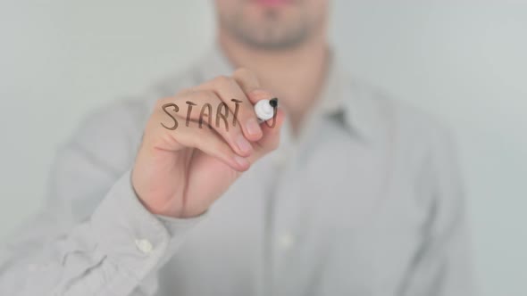 Start Journeys With Small Steps Writing on Screen with Hand alt