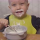 Funny Baby Toddler Learning to Eat with Spoon Child Learn Eating Use Teaspoon