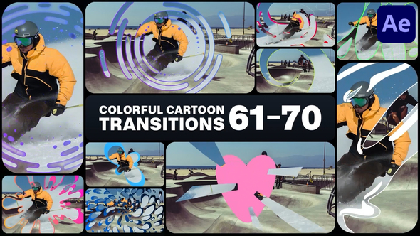 Colorful Cartoon Transitions for After Effects Elements template preview