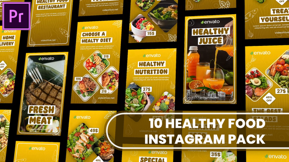 Healthy Food Instagram and TikTok Story Reel MOGRT for Premier Pro