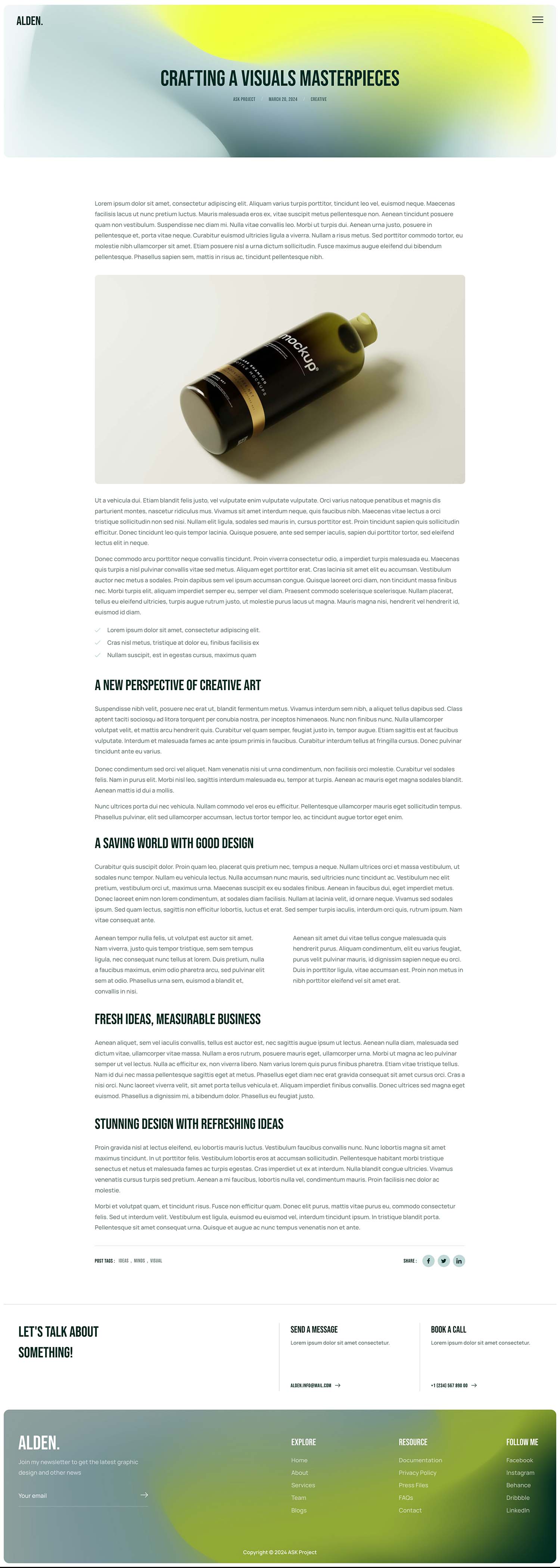 Alden - Personal Creative Portfolio Elementor Template Kit by askproject