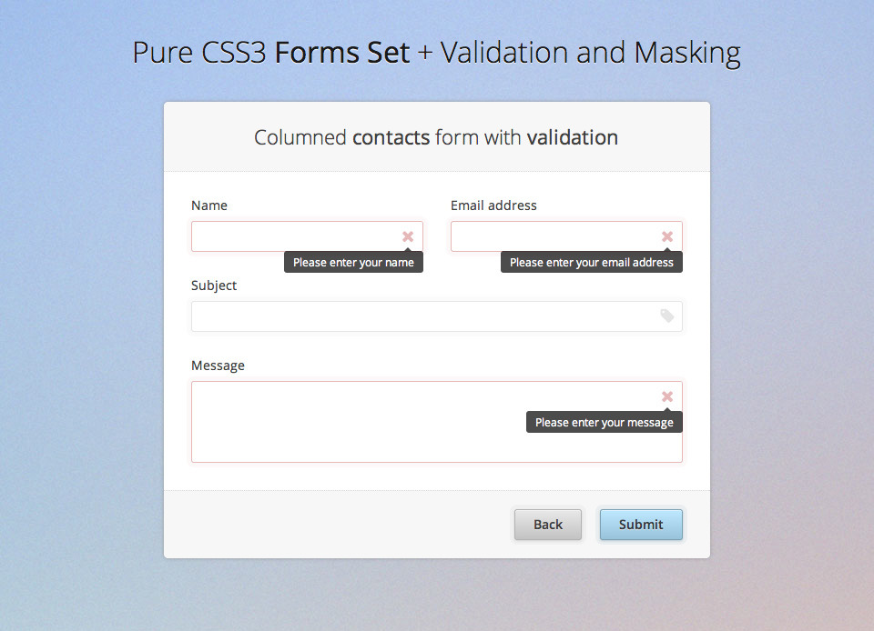 Pure CSS3 Forms Set + Validation And Masking By Voky | CodeCanyon