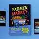 Dark Blue Flat Design Farmer Market Flyer Set