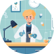 5 Concepts Flat Character Scientist in Chemical Laboratory - VideoHive Item for Sale