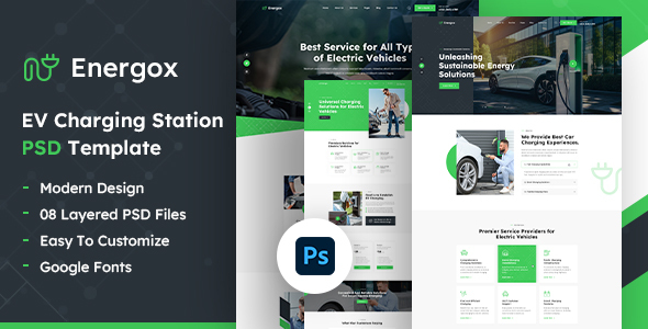 Energox | EV Charging Station PSD Template