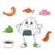 Cartoon Japanese Groovy Onigiri Sushi Character 