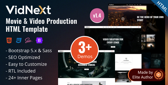 VidNext - Movie & Video Production Bootstrap 5 Template