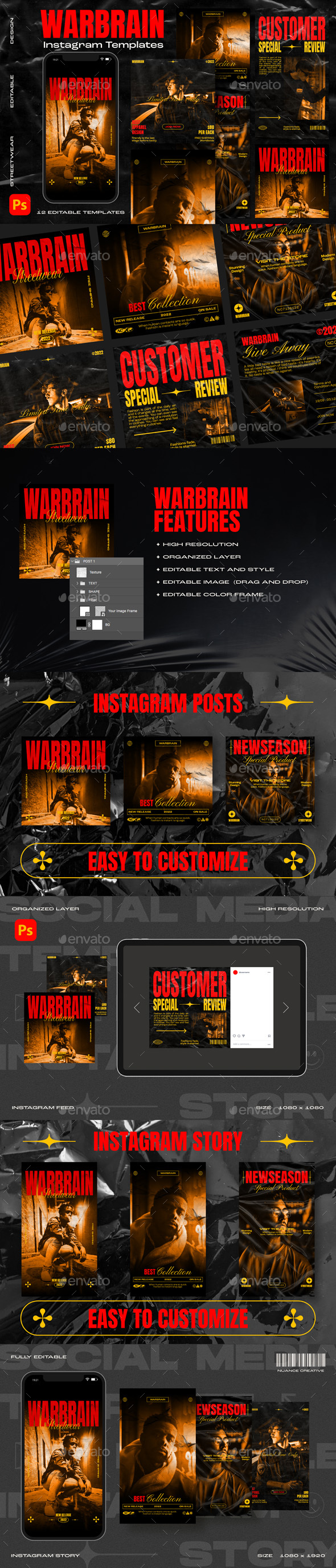 Warbrain Instagram Template Design