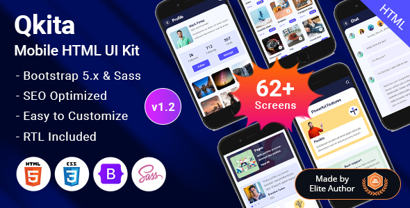 Qkita - Mobile HTML UI Kit + Bootstrap 5