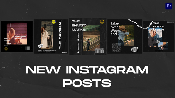 New Instagram Posts Mogrt Premiere Pro template preview