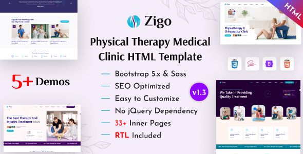 Zigo - Physical Therapy Medical Clinic Bootstrap 5 Template