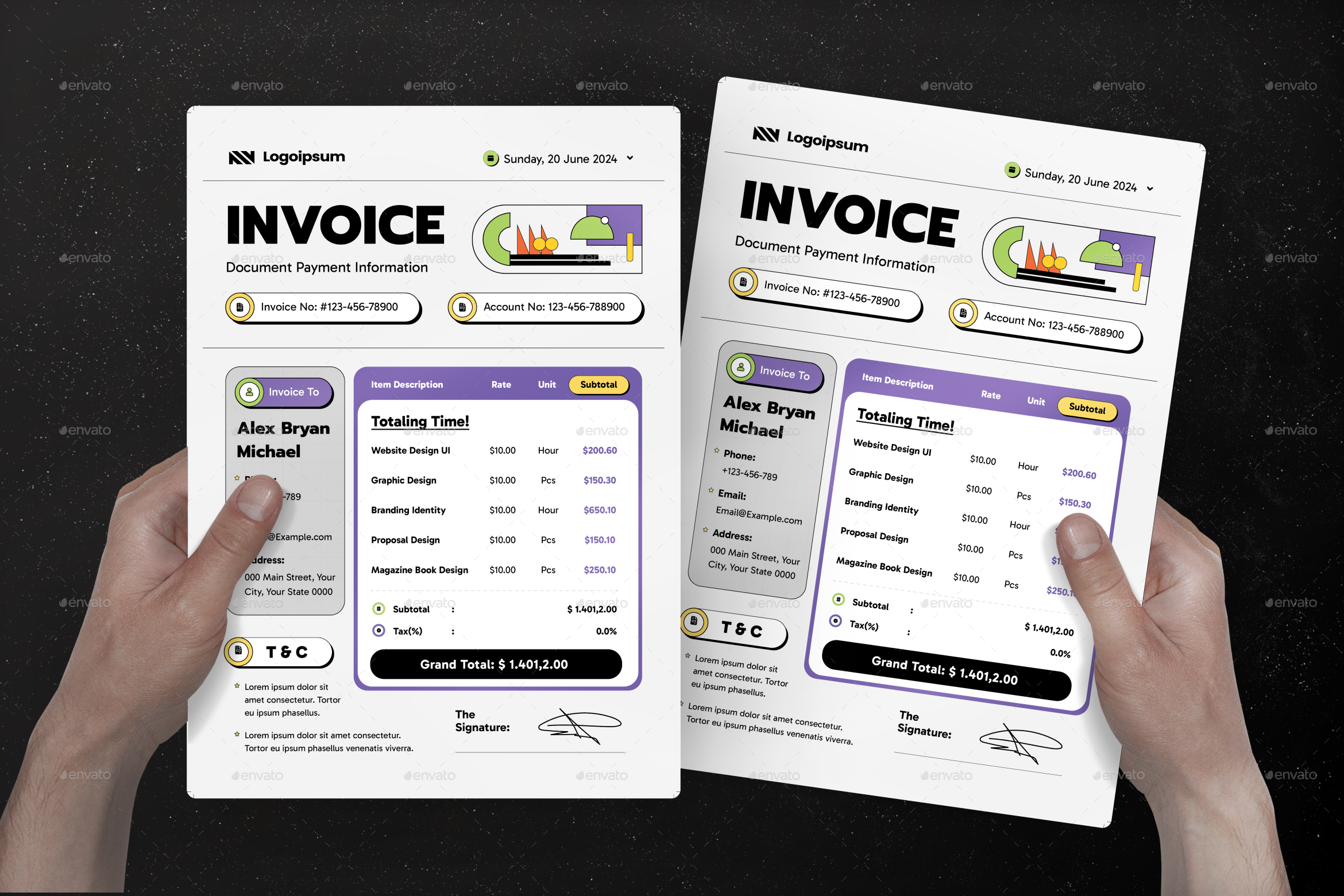 Matte Collection Invoice Cube Mauve Plain Invoice, Print Templates | GraphicRiver