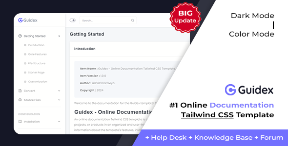 [DOWNLOAD]Guidex - Online Documentation Tailwind CSS Template + Help Desk + Knowledge Base + Forum