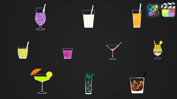 Cocktail Animated Stickers for FCPX