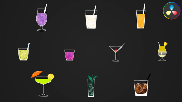 Cocktail Animated Stickers for DaVinci Resolve