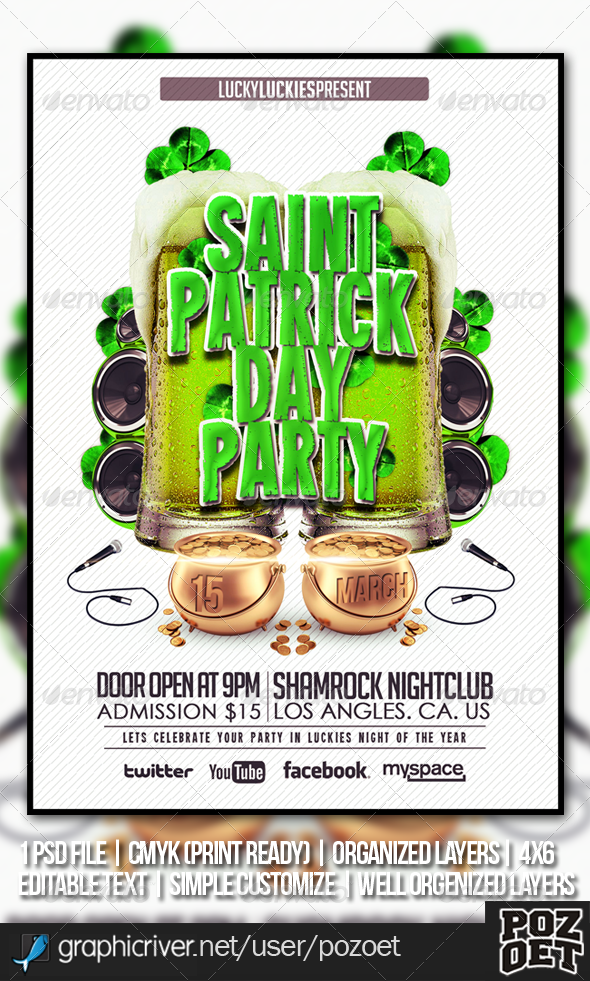 Saint Patrick's Flyer Template - Clubs & Parties Events