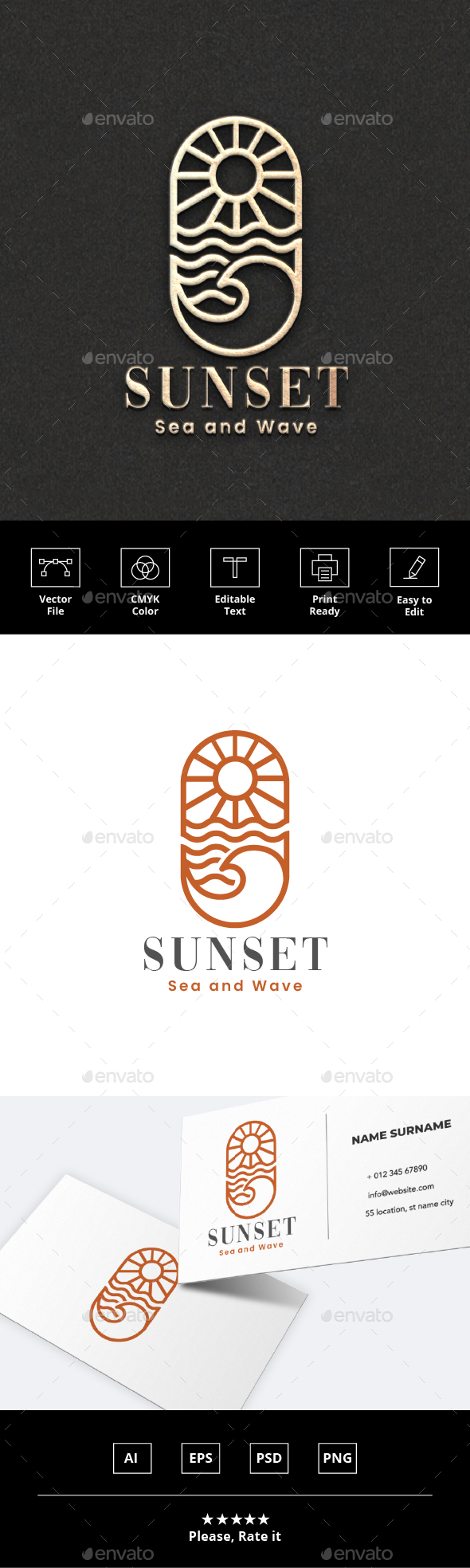Sunset - Sea and Wave Logo