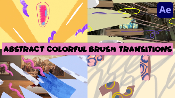 Abstract Colorful Brush Transitions | After Effects Elements template preview